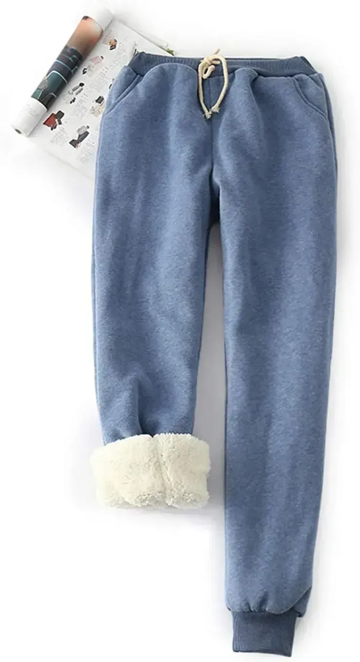 Women's Winter Warm Athletic Sweatpants Sherpa Lined Joggers Fleece Pants