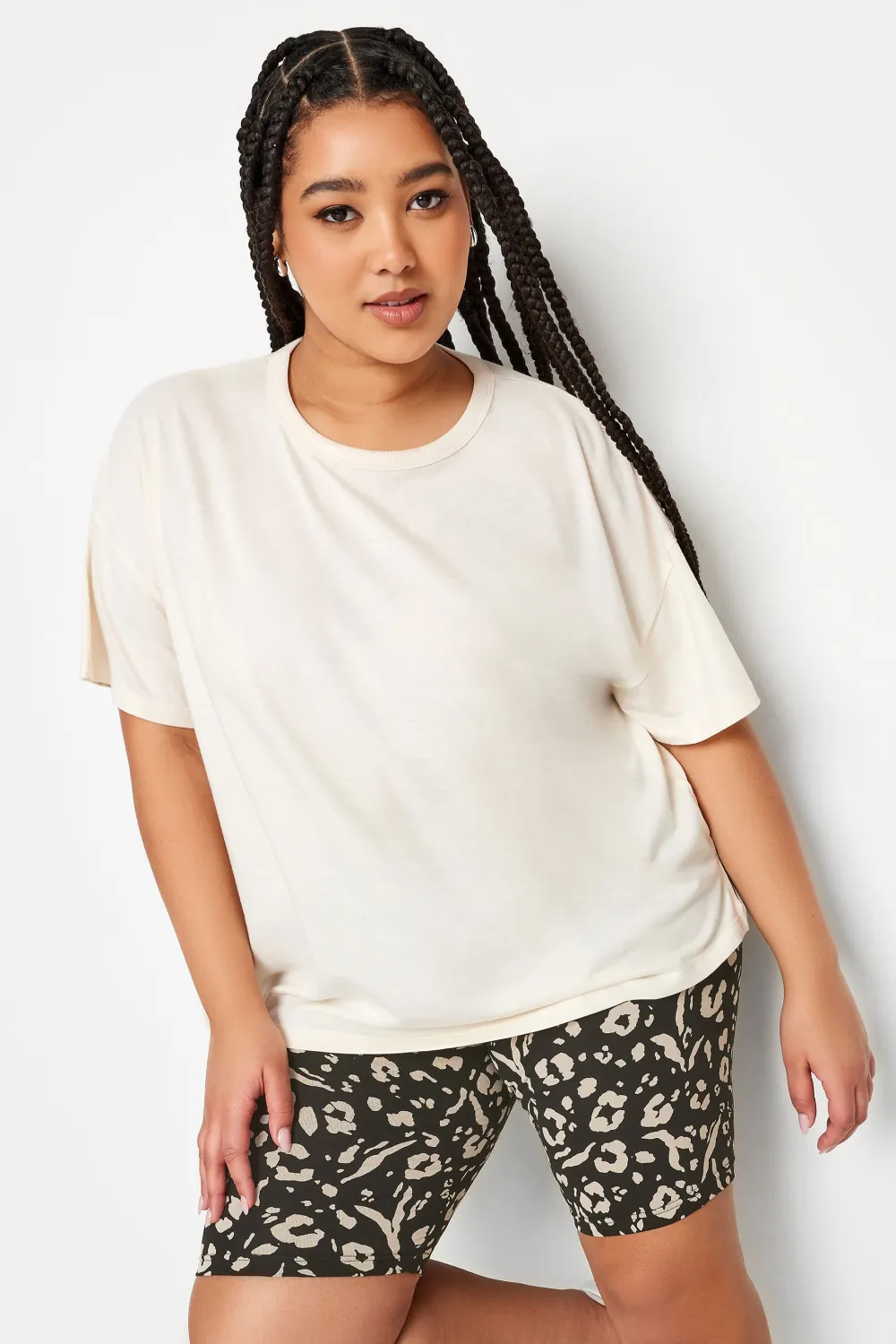 YOURS Curve 2 PACK Black Floral Print Cycling Shorts