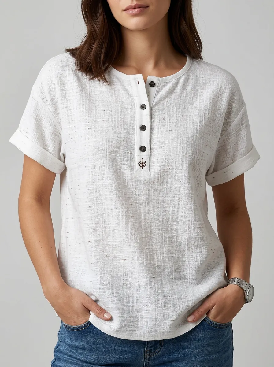 Women's Nashville Tennessee Leaf Printed Henley Shirt