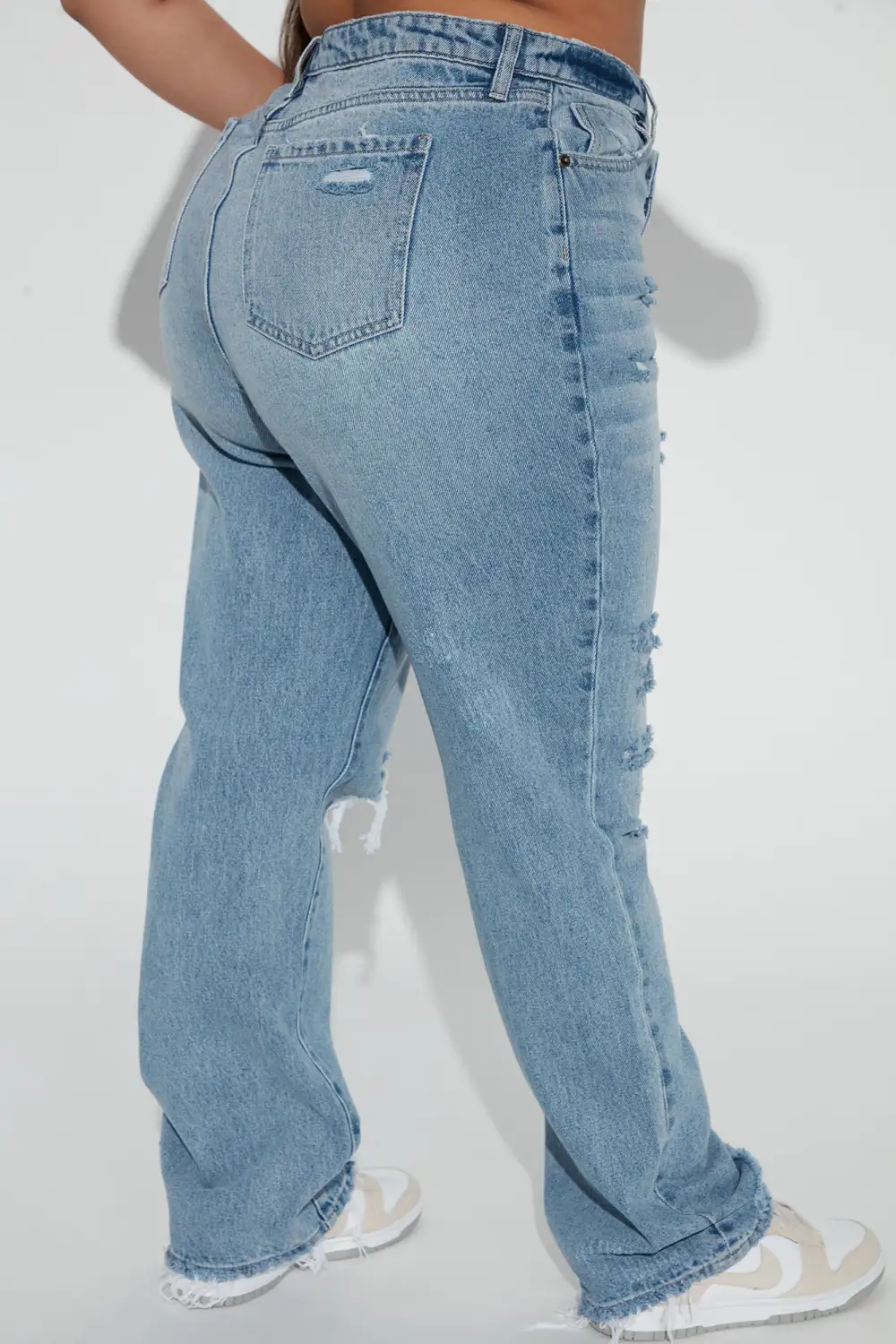Only Angel Crossover Straight Leg Jeans - Medium Blue Wash