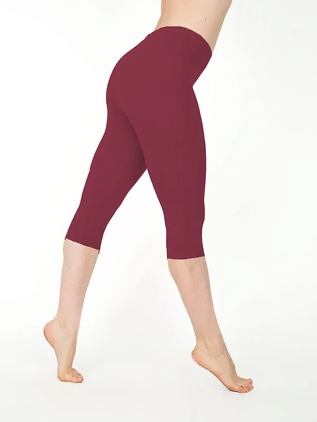 Women's Casual Sports Leggings Capri shorts Scrunch Butt Shorts Elastic Waist Calf-Length Pants Daily Yoga Stretchy Cotton Blend Lightweight Sports High Waist Slim Gray Green 7 points cotton gray 7