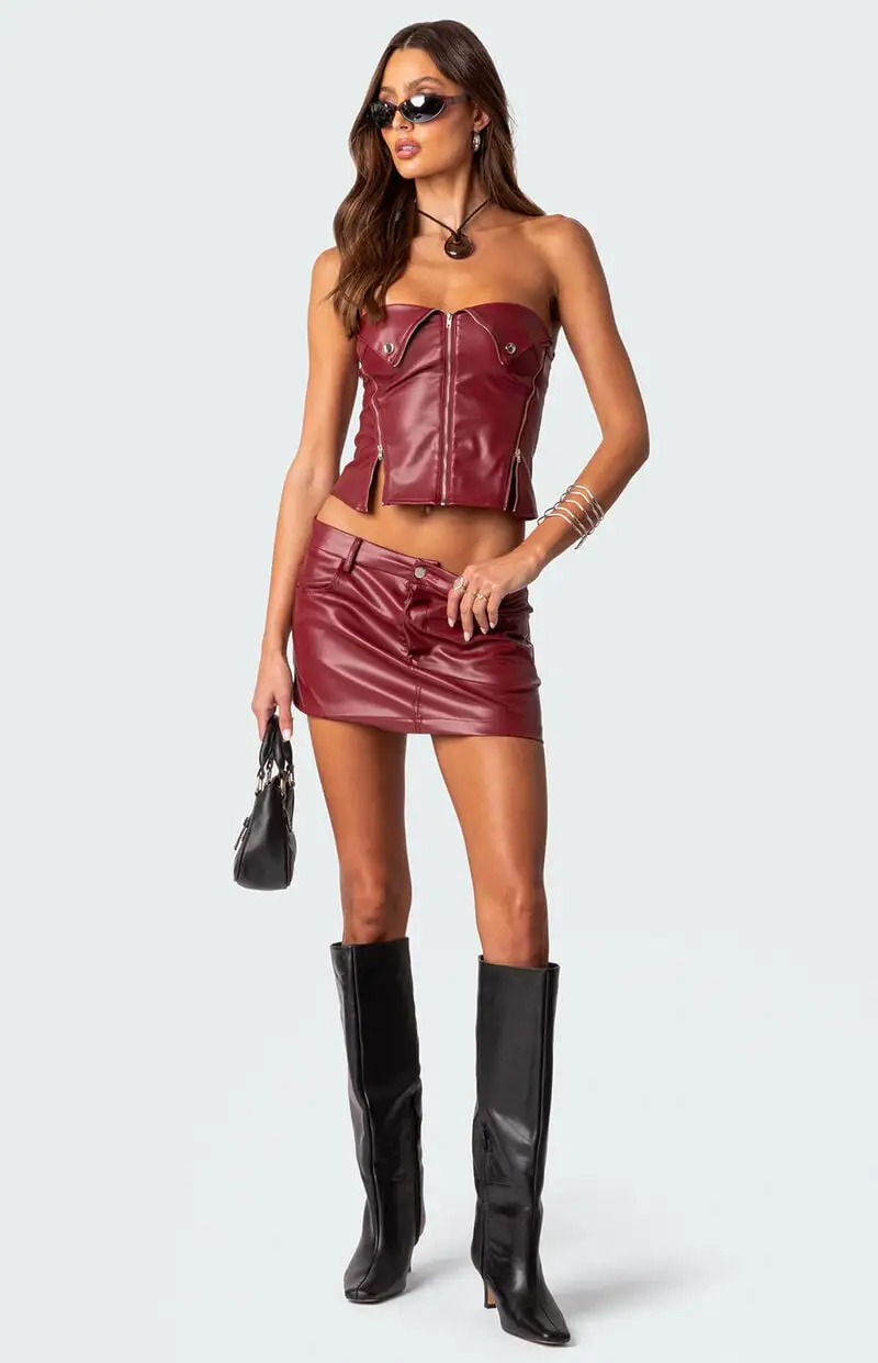 Edikted Maya Faux Leather Mini Skirt