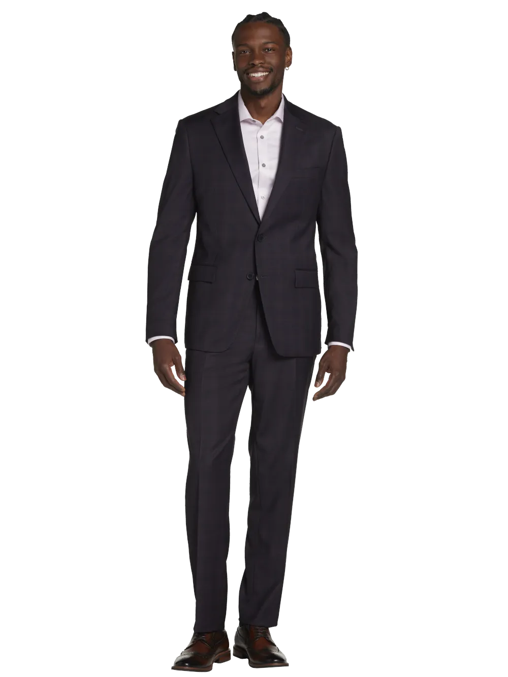 Michael Strahan Classic Fit Wool Blend Plaid Suit Jacket