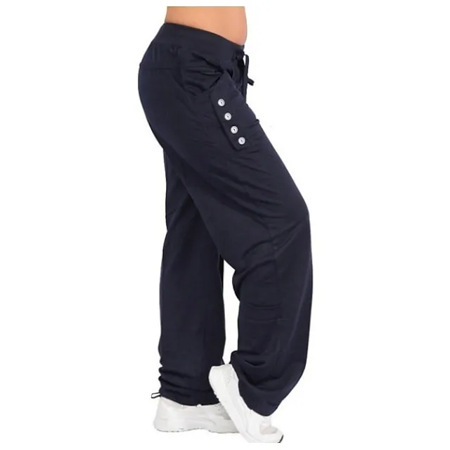 Women's Tactical Cargo Chinos Slacks Pants Trousers Cotton Blend Black Navy Blue Light Grey Mid Waist Casual / Sporty Boho Casual Leisure Sports Pocket Micro-elastic Full Length Comfort Plain S M L