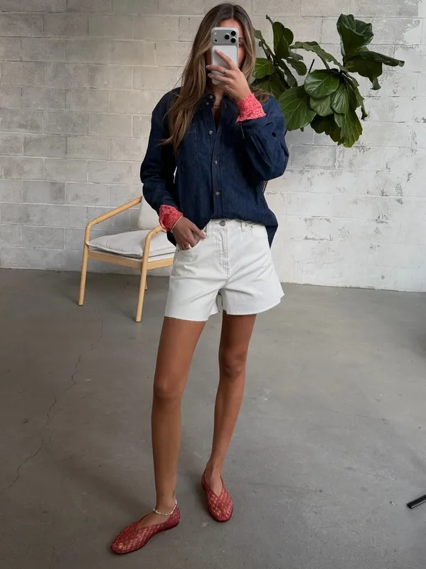 Mid-Rise Denim Pull-On Shorts