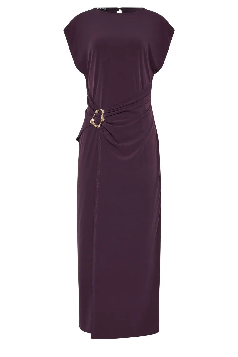LTS Tall Purple Draped Buckle Detail Midaxi Dress