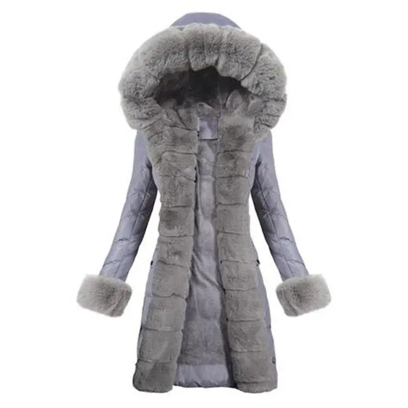 Faux Fur Hooded Purple Down Coat