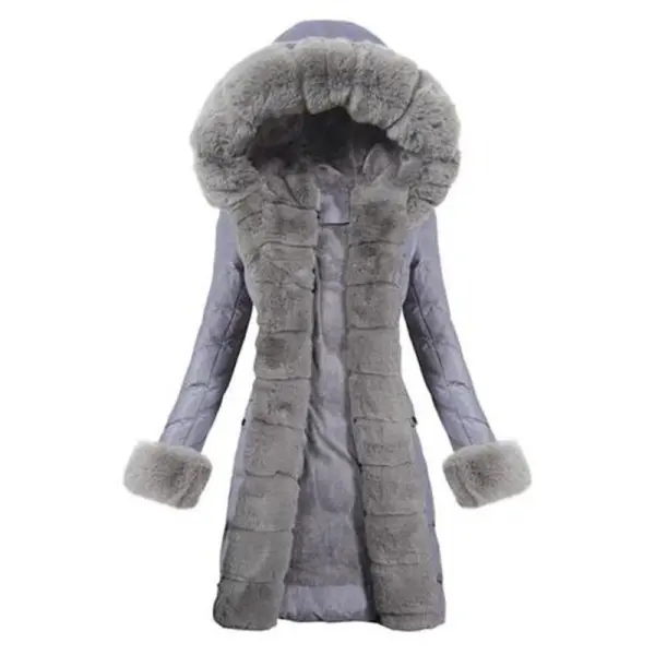 Faux Fur Hooded Purple Down Coat