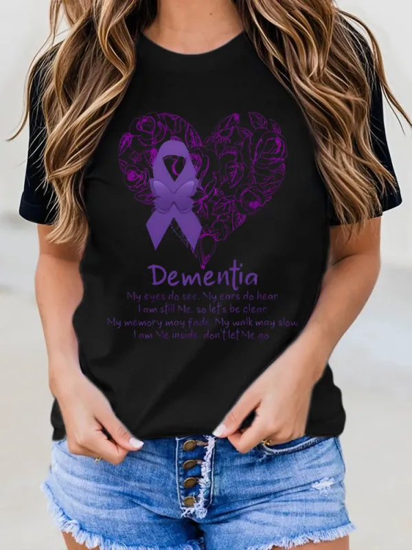 Women's Alzheimer's Awareness Floral Print T-Shirt