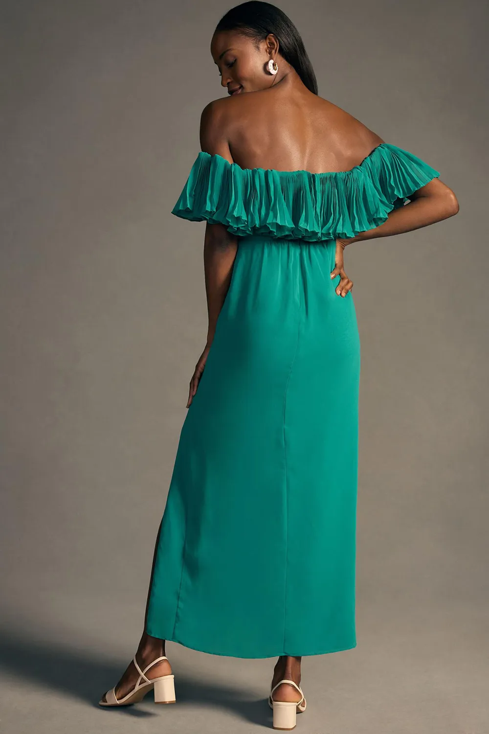 Hutch Off-The-Shoulder Ruffled Column Dress