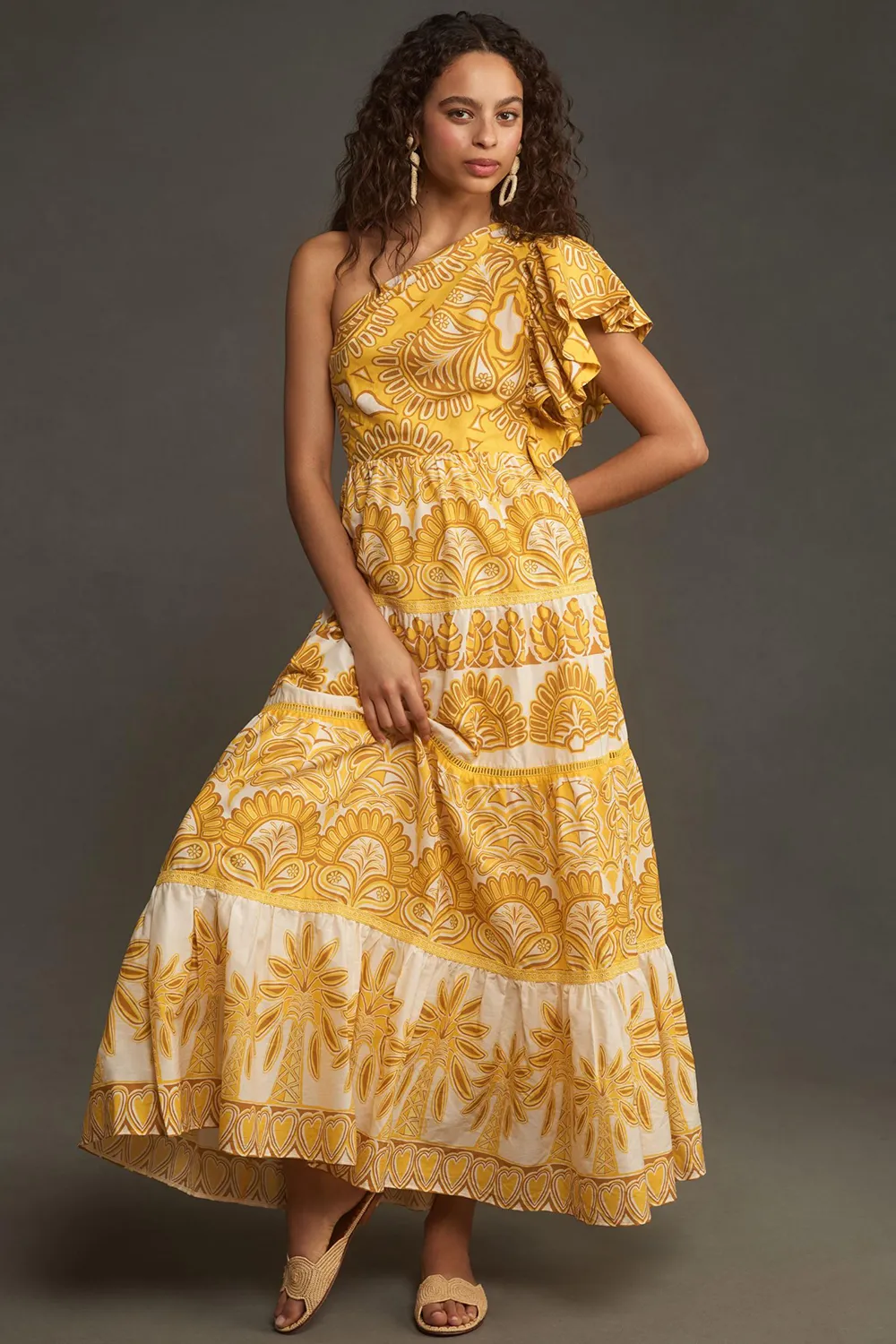 Ainika Tapestry One-Shoulder Maxi Dress