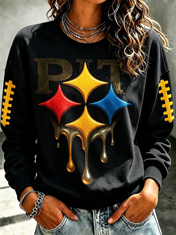 Ladies' Retro Rugby Bank Round Neck Sweatshirt