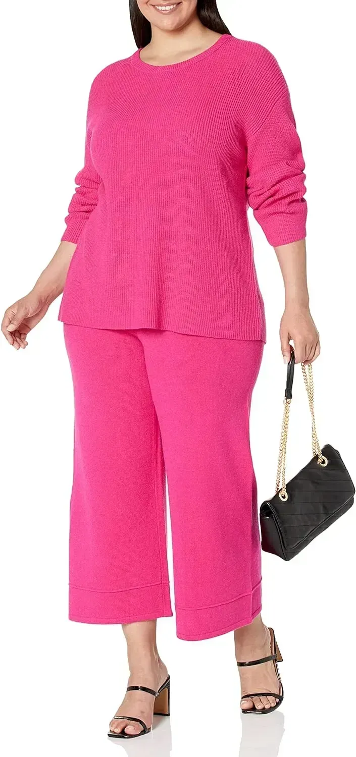 Women's Alice Crewneck Back-Slit Ribbed Pullover Sweater