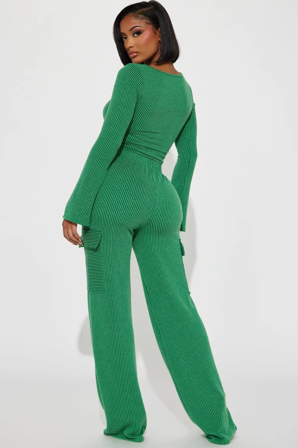 Nobody Like Me Ribbed Pant Set - Green