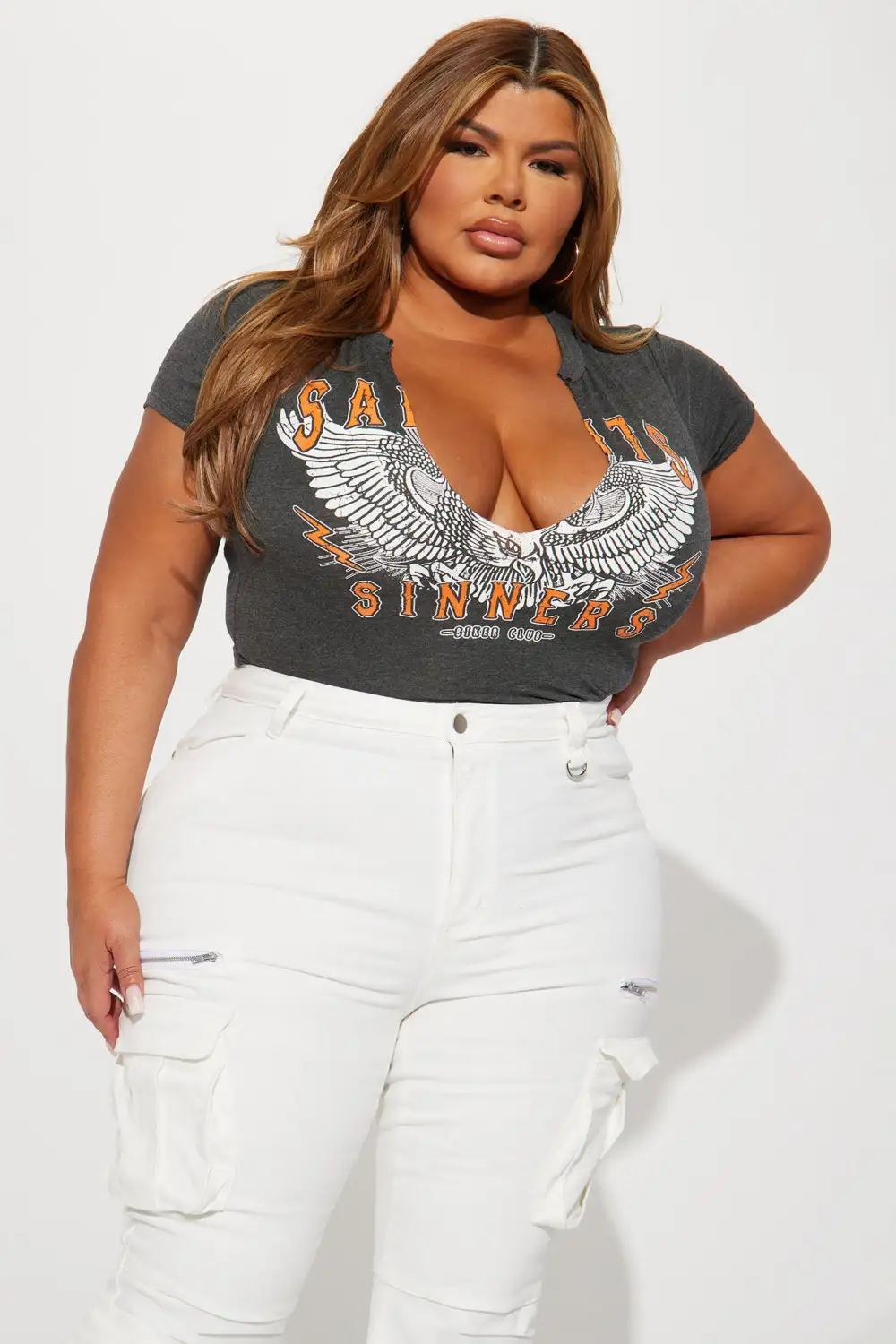 Saints and Sinners Graphic Bodysuit - Charcoal