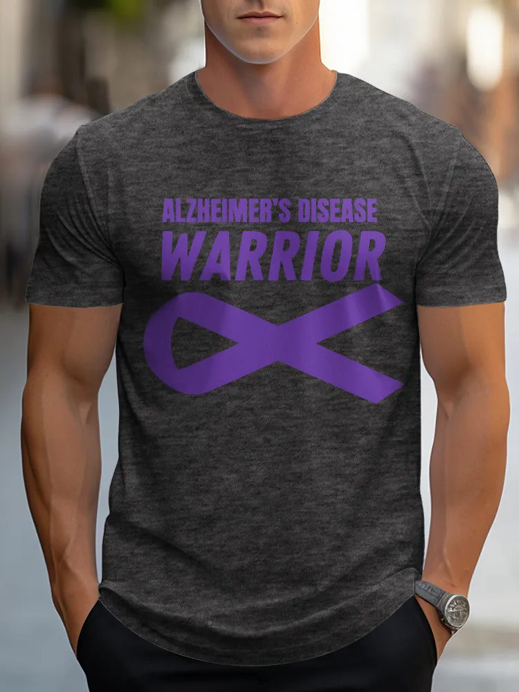 Men'S Round-Neck Short-Sleeved T-Shirt Alzheimer'S Disease Warrior Prints