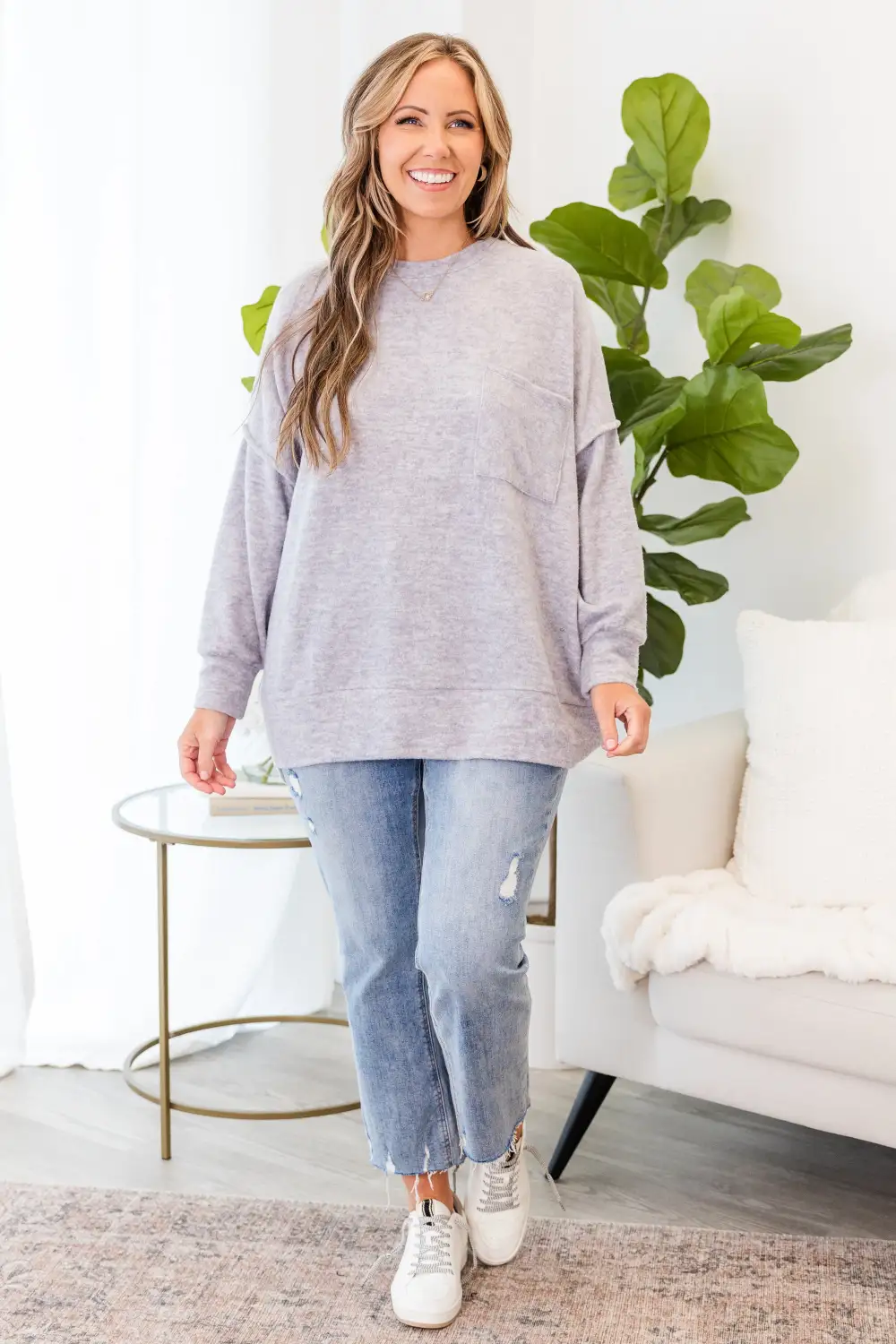 Just Take A Break Sweater, Heather Grey