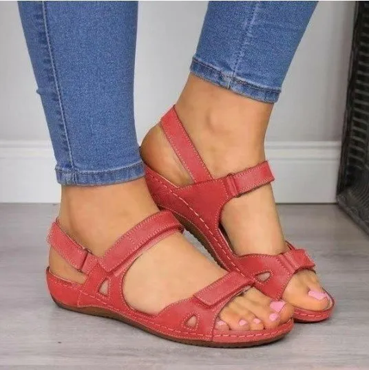 Womens Velcro Slingbacks Flat Heel Sandals