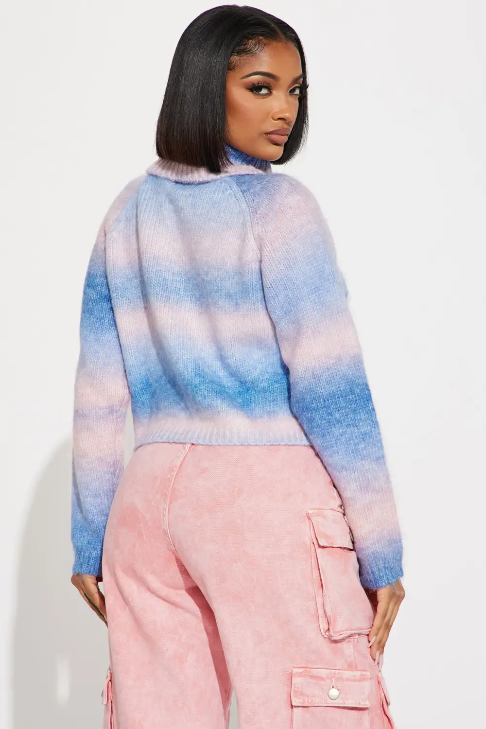 Cozy Feelin' Turtleneck Sweater - Blue/combo