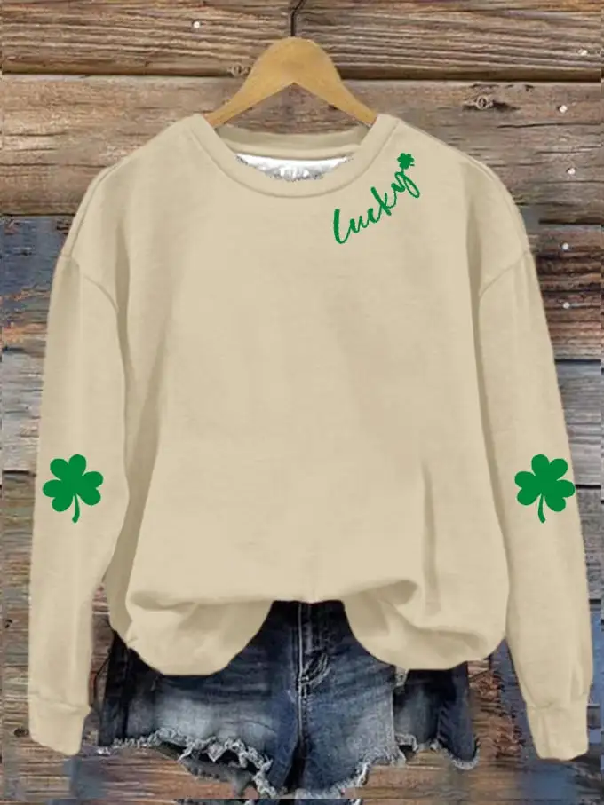 Women's St. Patrick's Lucky Clover Printed Sweatshirt