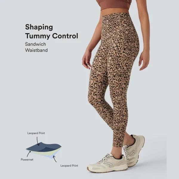 Leopard Print SoCinched High Waisted Tummy Control Yoga Leggings