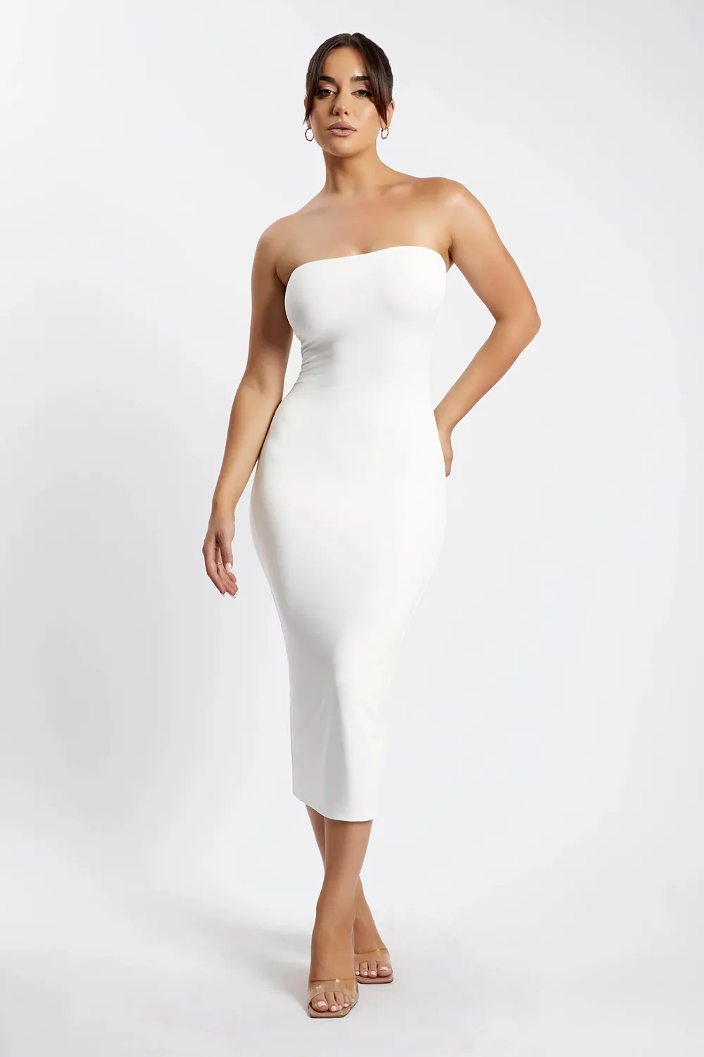 Strapless Midi Dress - White