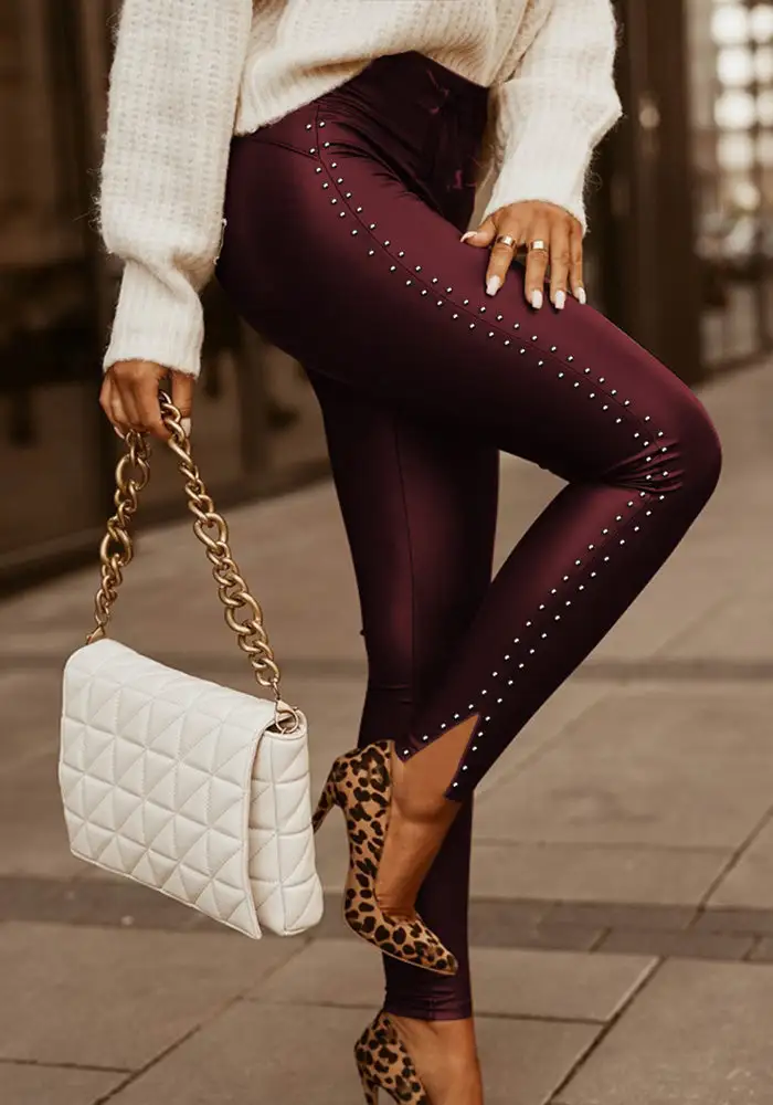 Montana Lace Zipper Skinny PU Leather Pants