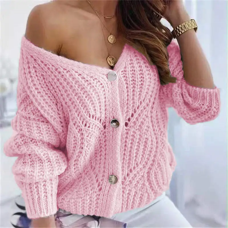 loose solid color knitted sweater coat