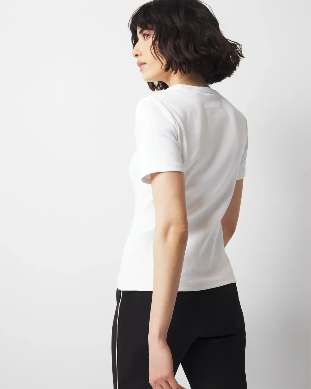 Short Sleeve Button Shoulder Tee