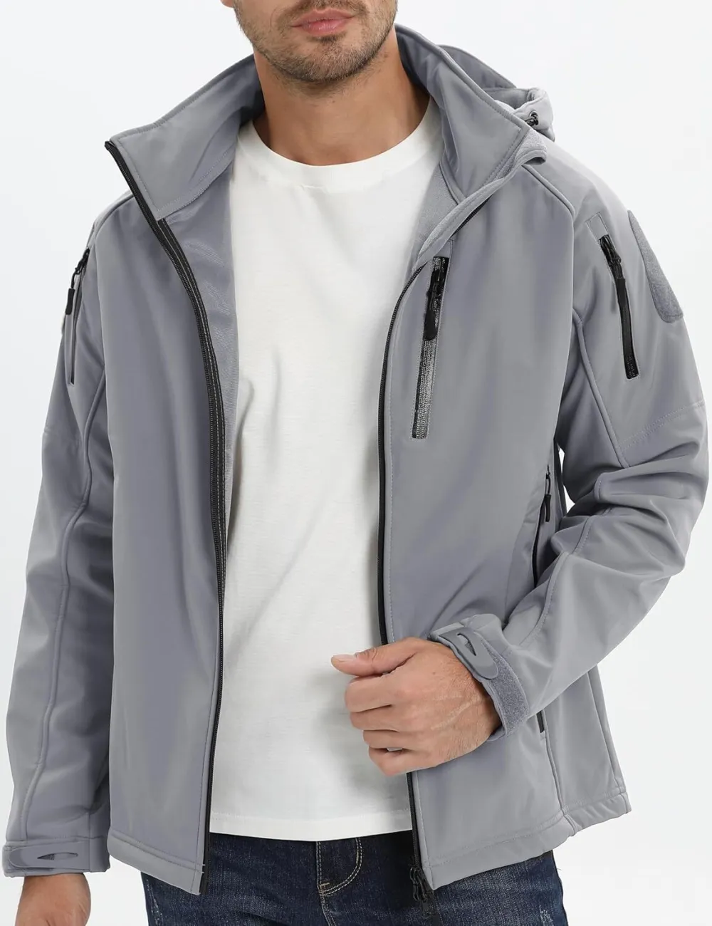 Men's Tactical Jacket 8 Pockets Water Resistant Jacket Softshell Fleece Lined Jacket Winter Coats Ski Jacket