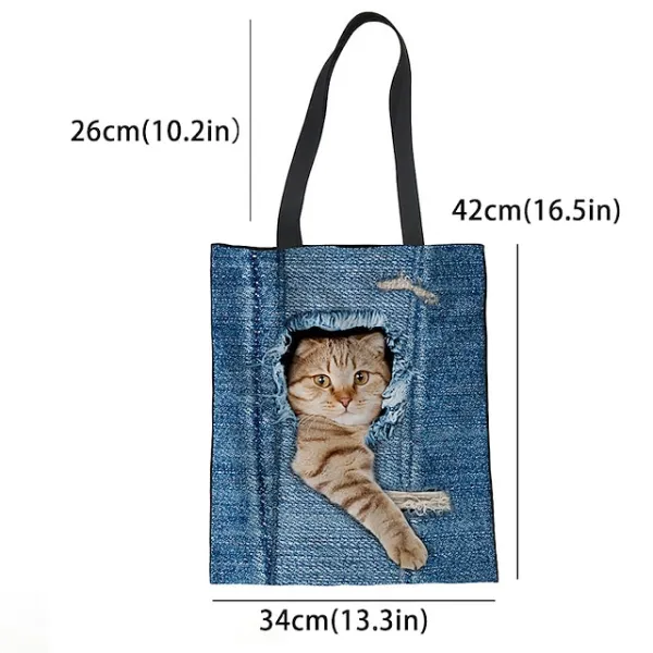 Women's Tote Shoulder Bag Canvas Tote Bag Polyester Shopping Holiday Print Large Capacity Foldable Lightweight Cat C3303Z22 CA4914Z22 CA4912Z22