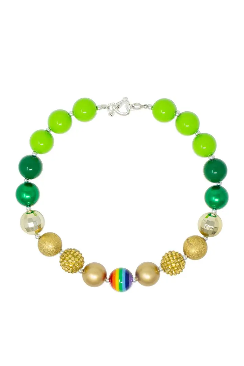 Green & Gold Rainbow Bubblegum Necklace
