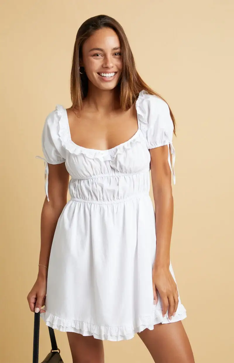 Beverly and Beck Ruby Ruffle Bow Mini Dress