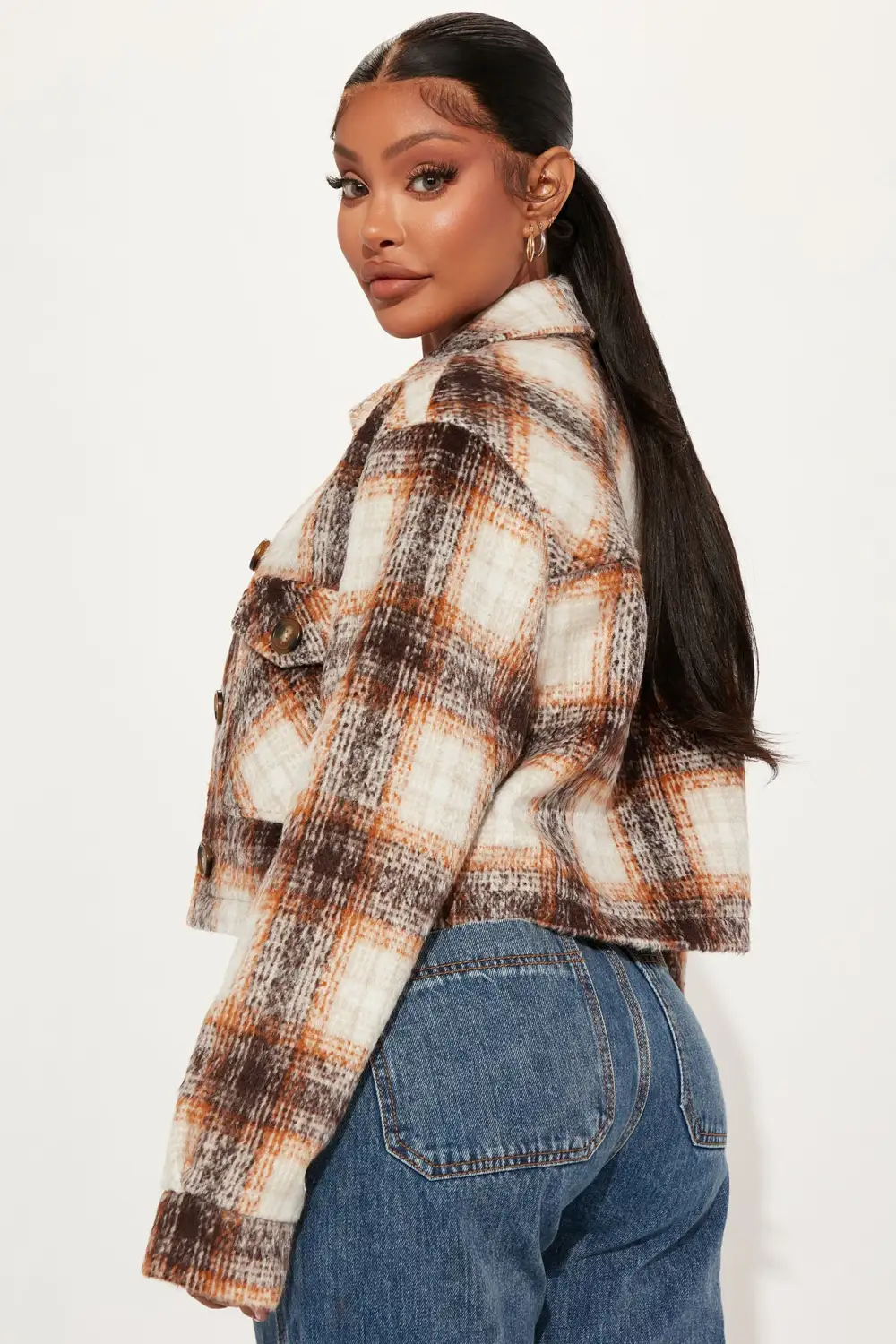 Savannah Crop Plaid Shacket - Chocolate