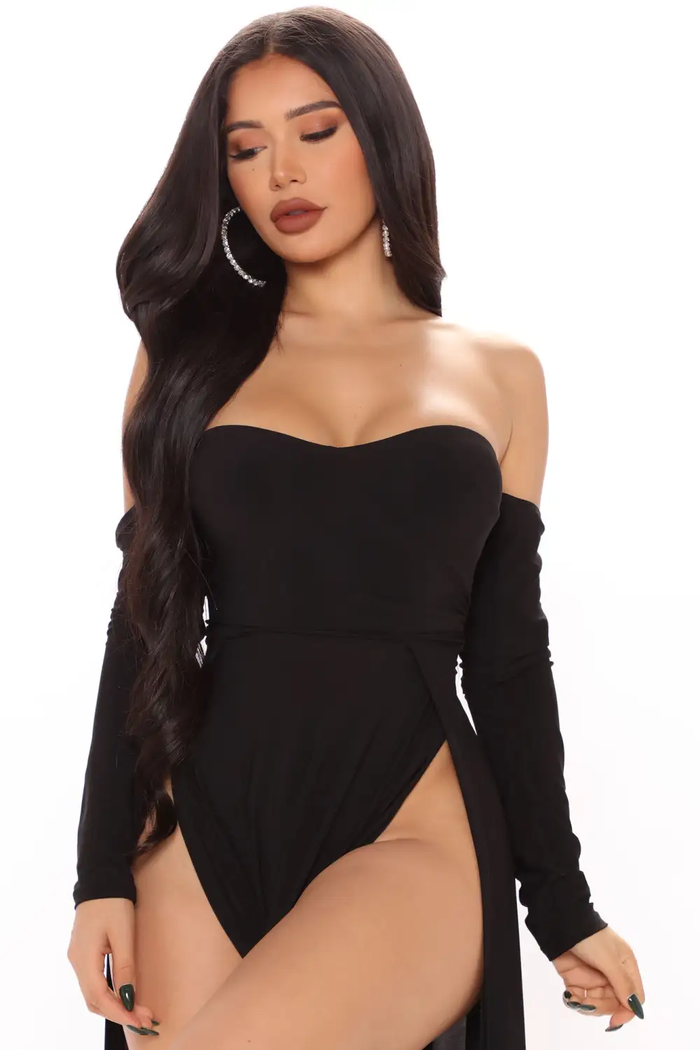 Elegantly Fab Off Shoulder Maxi Dress - Black