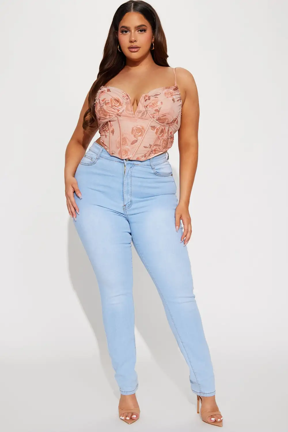 Show Me Love Corset Top - Peach/combo