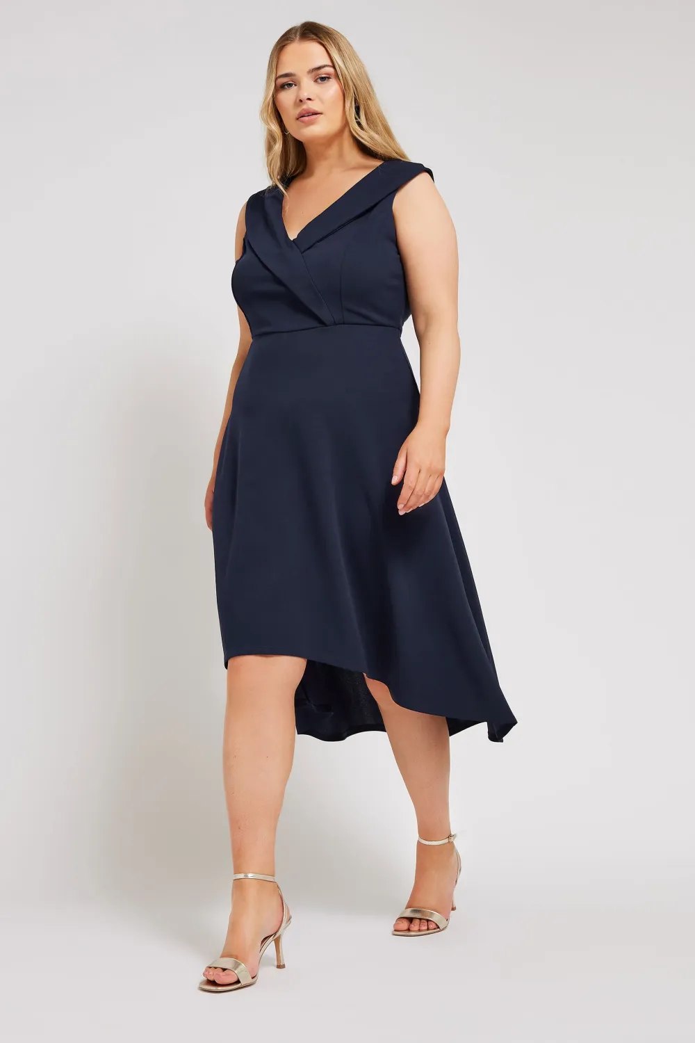 YOURS LONDON Curve Navy Blue Tuxedo Style Dress