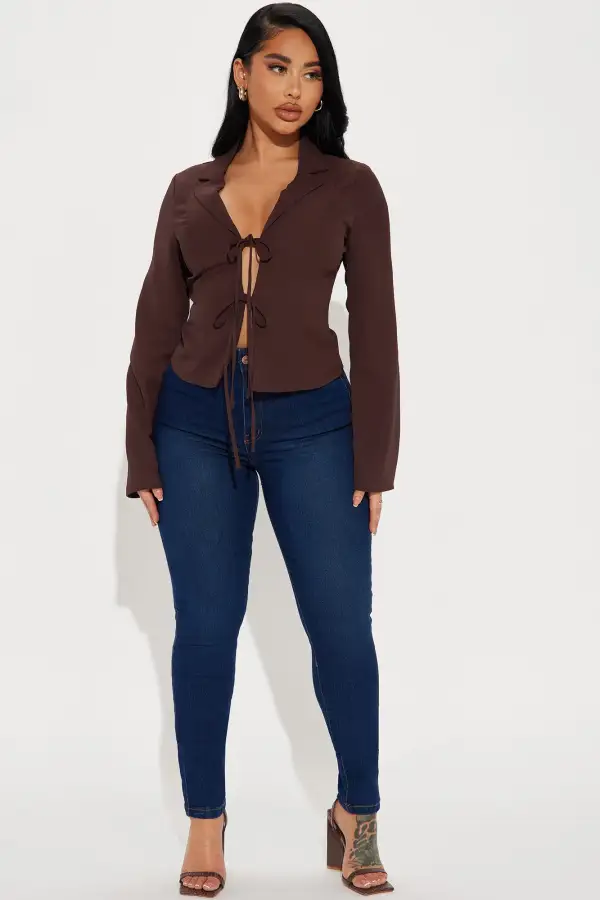 Aegle Blouse Top - Brown