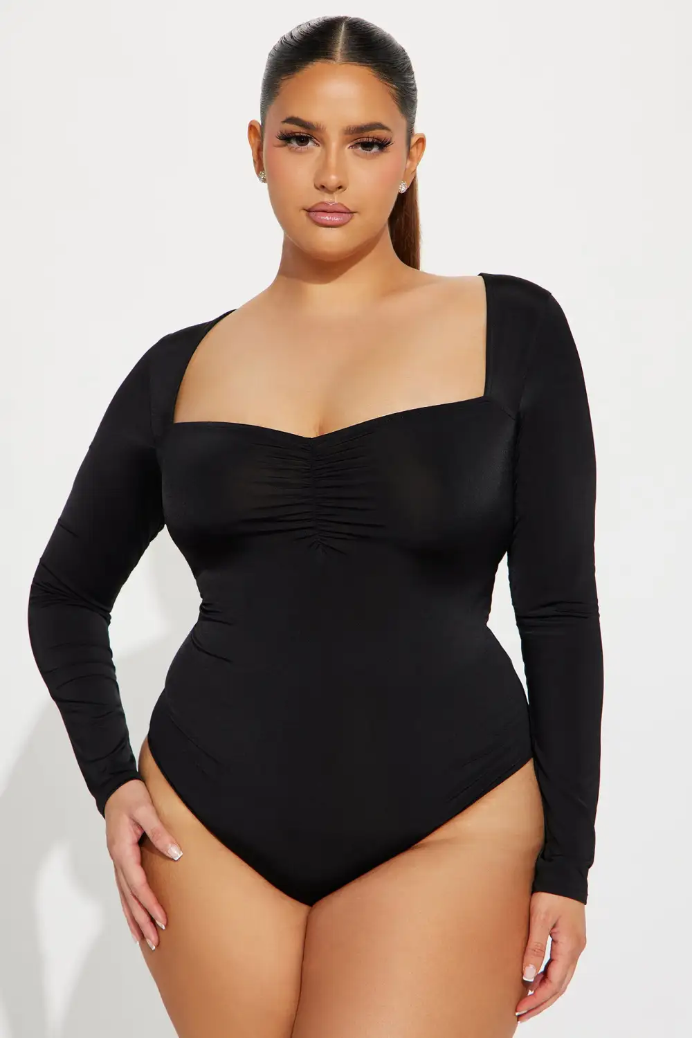 Michelle Ruched Bodysuit - Black