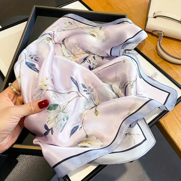 Silk Floral Pattern Elegant Pink Scarf