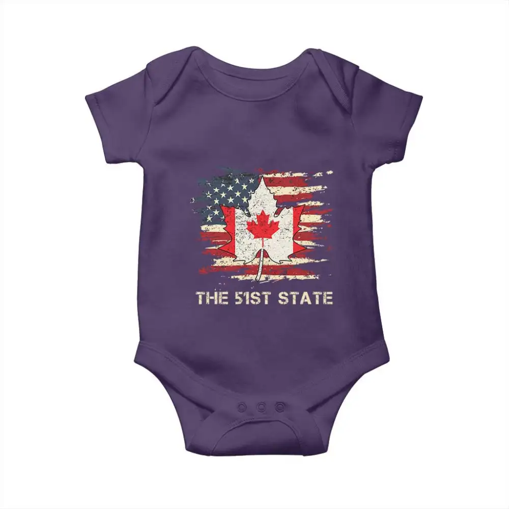 Canada The 51st State Baby Onesie Canadian Maple American Flag TS09