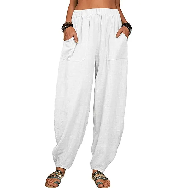 Women's High Waist Yoga Pants Maillard Wide Leg Pants Bottoms Quick Dry Solid Color White Black Gray Fitness Gym Workout Summer Sports Activewear Stretchy Skinny / Athletic / Athleisure