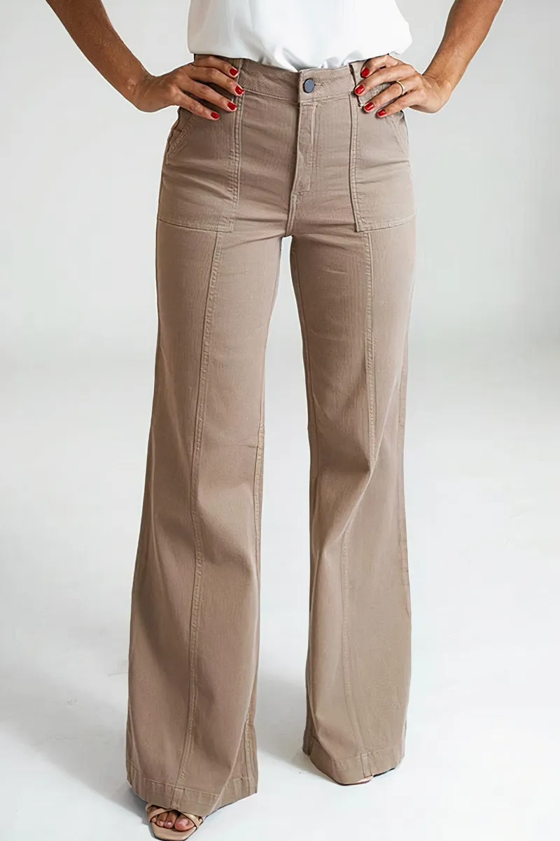 Solid Seam Front Slant Pocket Pants