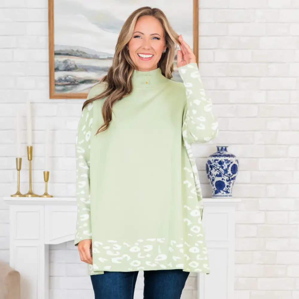 Time To Walk Away Sweater Tunic, Sage
