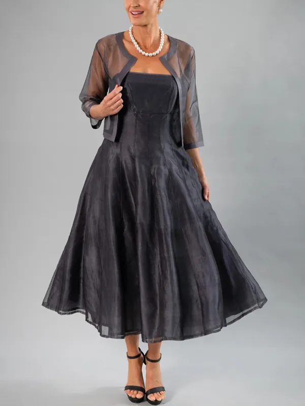 Solid Color Mesh Sling Dress Short Top Set