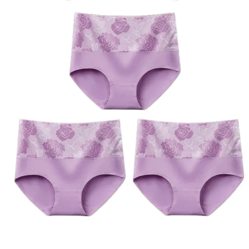 (🔥Last Day Promotion-SAVE 50% OFF) --Cotton High Waist Tummy Control Leak proof Panties Rose Jacquard Ladies Panty Multipack(3PCS/SET)-BUY 2 SETS GET 10% OFF & FREE SHIPPING