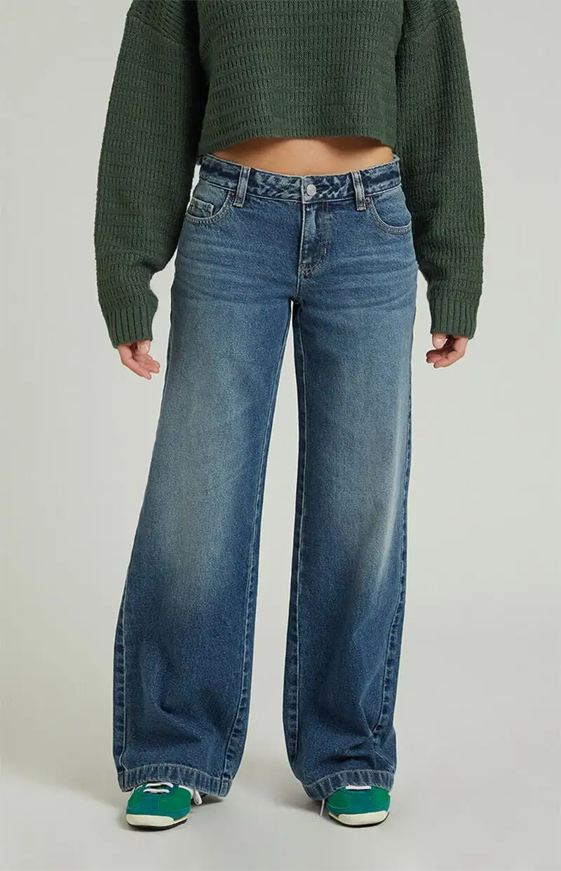 PacSun Casey Seam Low Rise Baggy Jeans Dark Indigo