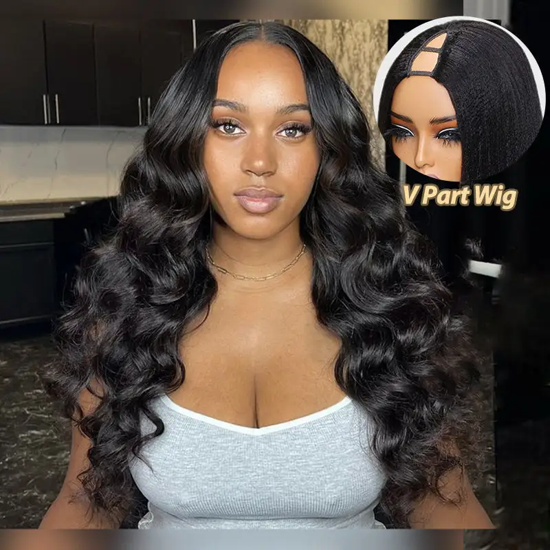 Loose Deep Wave V Part Wig No Leave Out Upgraded V Part Wig 100% Human Hair