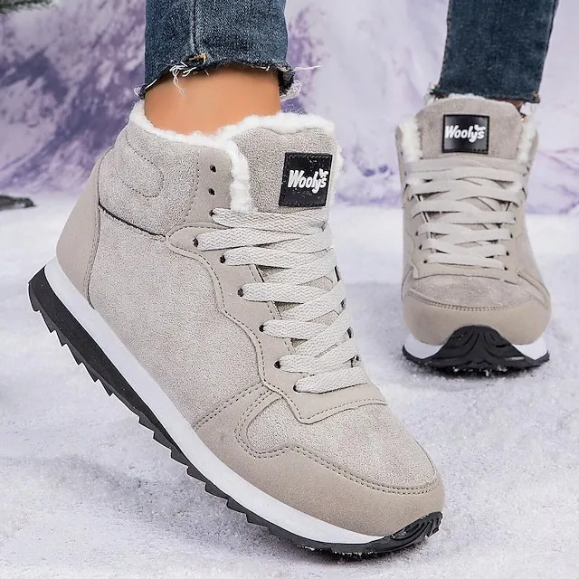 Women's Sneakers Boots Snow Boots Plus Size Comfort Shoes Outdoor Work Daily Flat Heel Round Toe Fashion Sporty Classic Running Walking Faux Suede Lace-up Solid Color