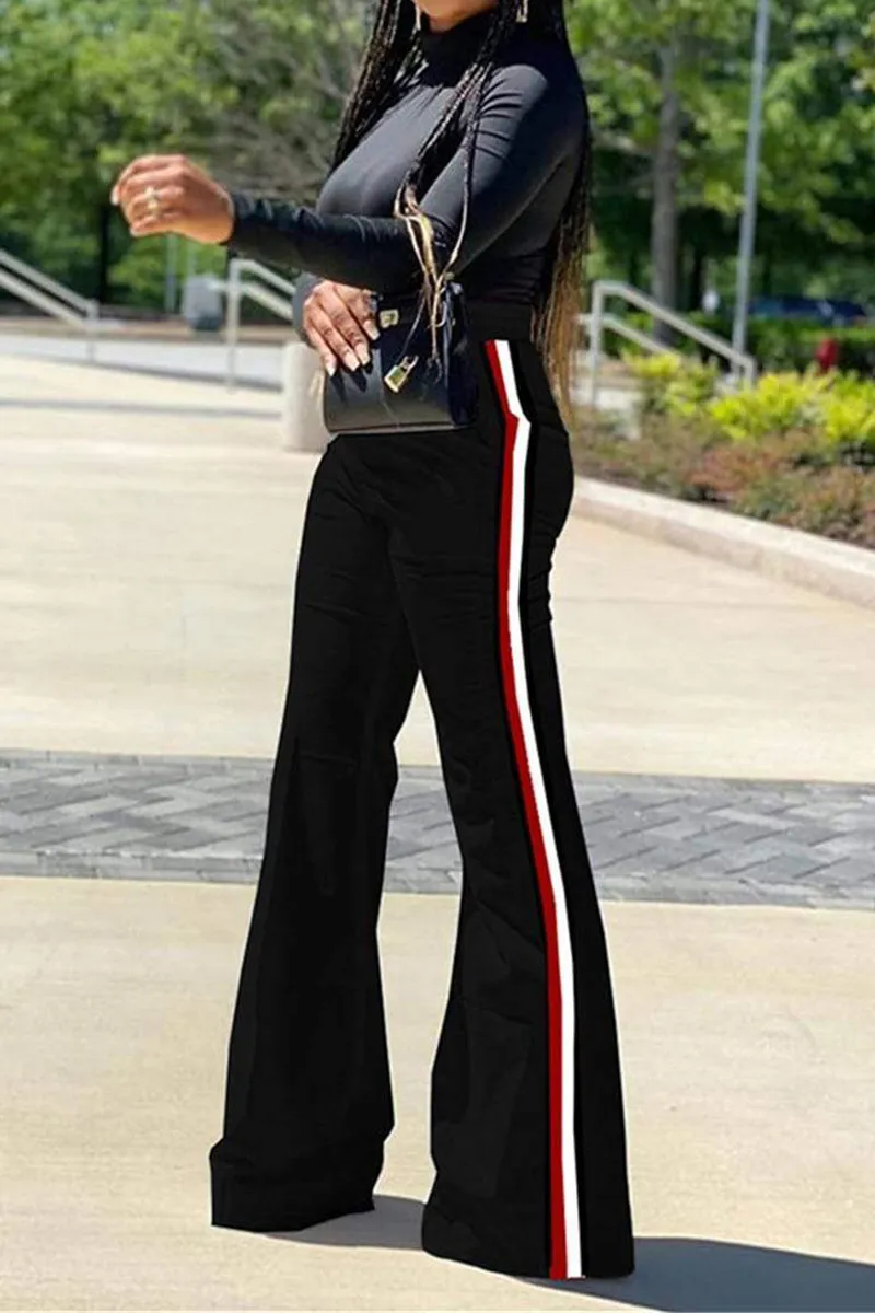 Stripe Side High Waist Flare Pants